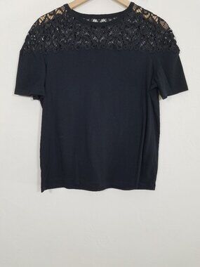 Sandro Short Sleeve Top Blouse Black Size 3